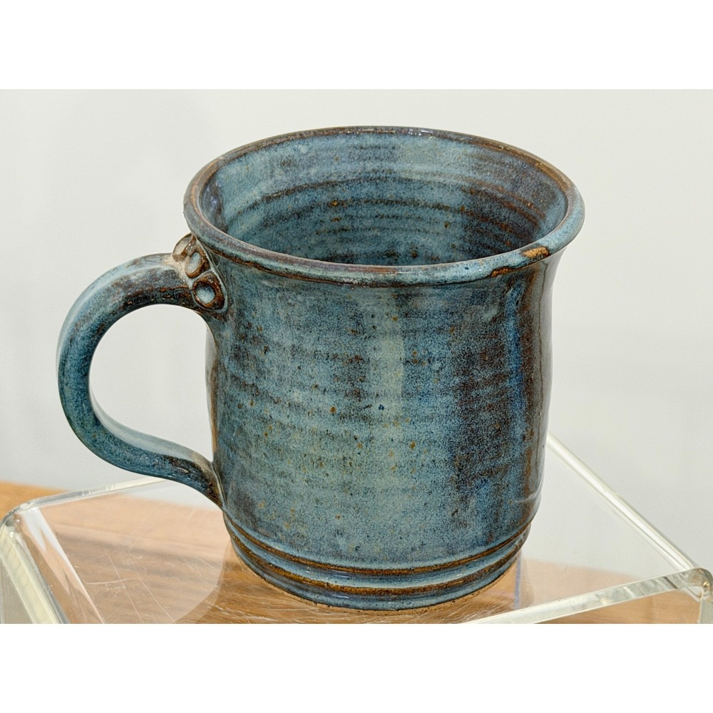 Shave Two Bits Mug Glazed Stoneware Barber Hairdresser Art Pottery Great Storage - Picture 4 of 5